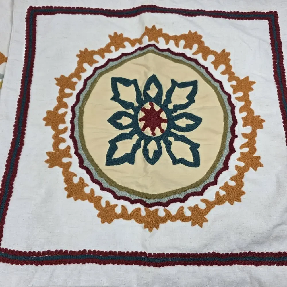 Set 2 Pier 1 Imports Pillow Covers Embroidered Boho Floral Decorative Covers